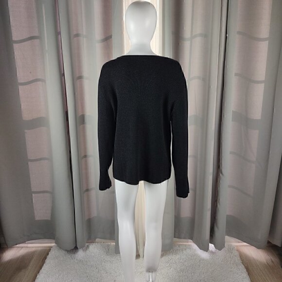 Merona Womens Dark Gray To Black Metallic Button Up Long Sleeve Sweater Size XL - Picture 3 of 10